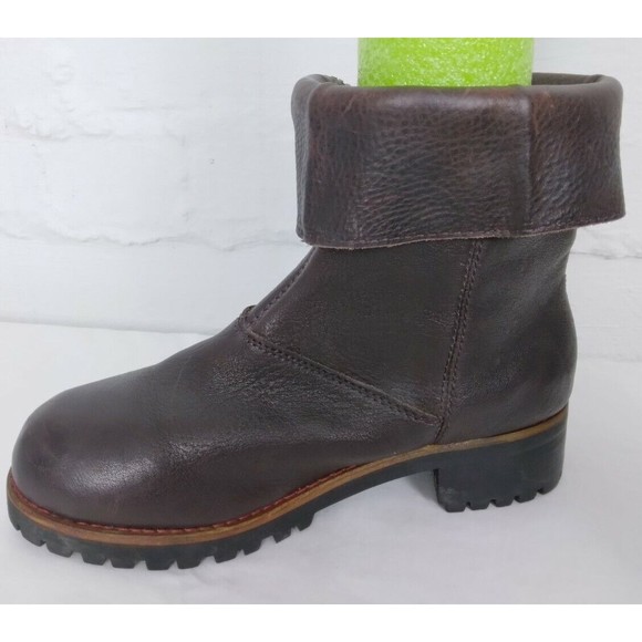 KLR Women's Brown Leather Boots Side Zip Chunky Heel Y2K 11017 Size 7 - Picture 4 of 9